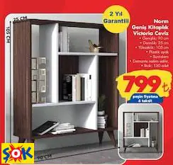 NORM GENİŞ KİTAPLIK VİCTORİA CEVİZ • GENİŞLİK: 90 CM
